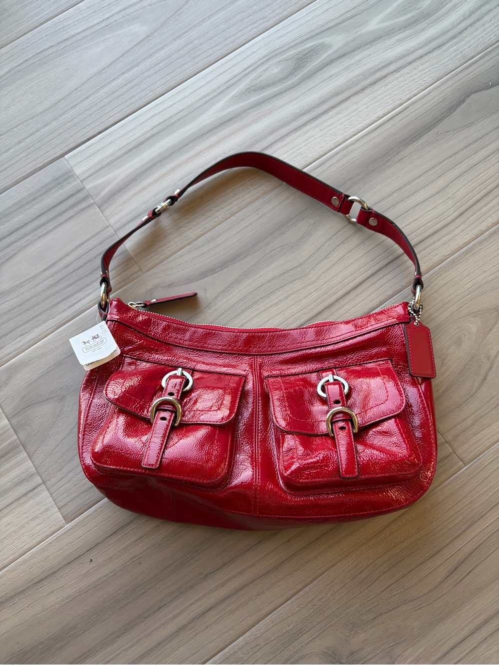 Vintage Coach Z17204 Red Patent Shoulder Bag